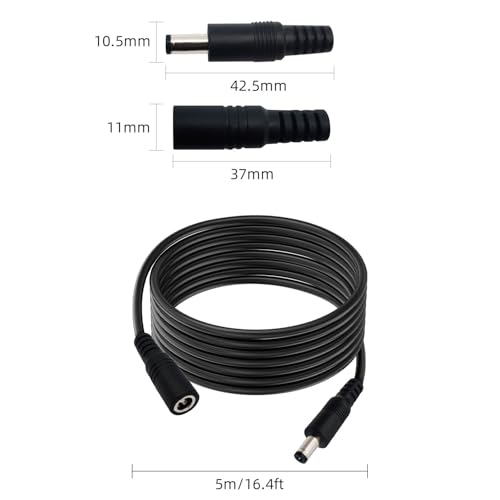 16.4FT DC Power Extension Cable 5.5mmx2.1mm 18AWG Male to Female 2pcs - color: Black 2pcs, size: 16.4ft