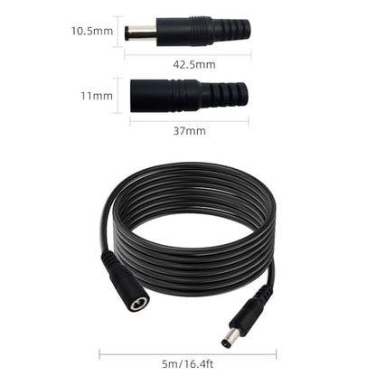 16.4FT DC Power Extension Cable 5.5mmx2.1mm 18AWG Male to Female 2pcs - color: Black 2pcs, size: 16.4ft