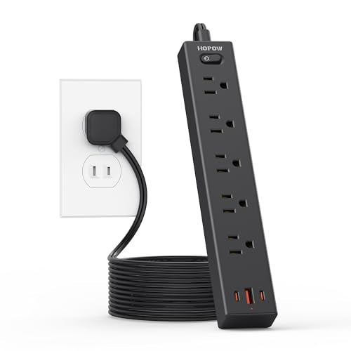 5 Outlets 2 Prong Power Strip with 3USB, 6FT Extension Cord for Old House - color: Black, size: 6 Ft-1 Pack(2 prong plug)