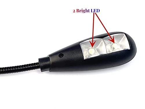 LED USB Reading Lamp Light with 2-Brightness Dimmable Setting, Flexible Gooseneck USB Light for Notebook Laptop Keyboard, Powerbank(On/Off Switch, 1 Black+1 Mini USB Light) - color: Black