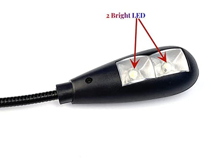 LED USB Reading Lamp Light with 2-Brightness Dimmable Setting, Flexible Gooseneck USB Light for Notebook Laptop Keyboard, Powerbank(On/Off Switch, 1 Black+1 Mini USB Light) - color: Black