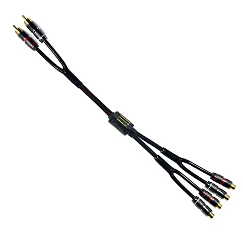 Arklove 2ft Shielded RCA Plug Splitter Stereo Audio Video Cable 2 Male to 4 Female Dual Speaker Y Adapter Connector Extension Cord 24k Gold Plated 1 Input 2 Output - size: 2ft, style: 2male to 4female
