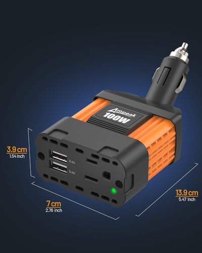 Ampeak 100W Car Power Inverter, 12V DC to 110V AC, Cigarette Lighter Plug - color: 100W Car Inverter