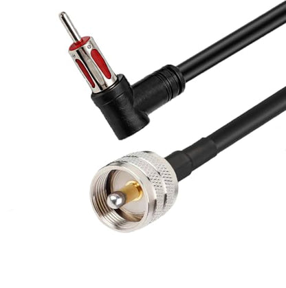 UHF Male to AM/FM Male Right Angle Adapter 20 inches Pigtail Jumper RF coaxial Cable for Radio Antenna - color: AMFM R/A to UHF Male