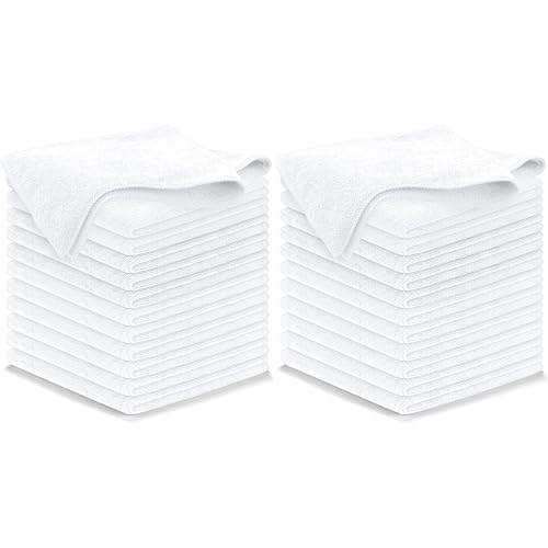 USANOOKS Microfiber Cleaning Cloth - White - 24Pcs (12.5x12.5 inch) High Performance - 1200 Washes, Ultra Absorbent Car Towel Traps Grime & Liquid for Streak-Free Mirror Shine - Car Washing Cloth - color: White, size: Pack of 24