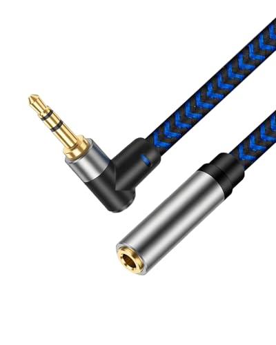 3.5mm Male to Female Extension Stereo Audio Extension Cable 6FT, Cotton-Braided Audio Extension Cable 6ft, Stereo Jack Cord for Phones, Headphones, Speakers, Tablets, PCs and More - size: 6FT