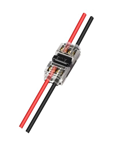 Kuject 10pc Low Voltage Wire Connectors, 20-24 AWG Splice Wire Connectors 2 Way 2 Pins, Quick Solderless Wire Connector for Automotive, Led Strip, Landscaping,