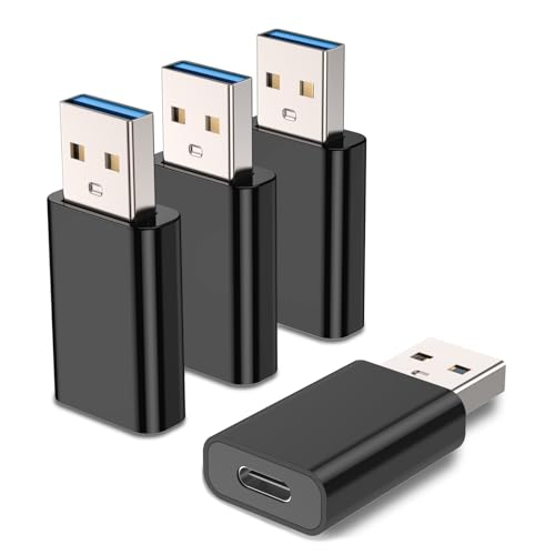 MOSWAG USB-C to USB Adapter, 5Gbps 3A, MagSafe, Phone, 4 Pack Black - color: Black, size: 4 pack