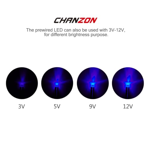 Chanzon 20pcs Pre-Wired 3mm Purple LED Diodes + 20pcs LED Holders - color: Purple, size: 3mm
