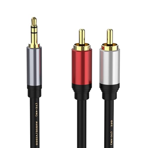 RCA to 3.5mm AUX Cable(6.6 Feet), 3.5mm Male to RCA 2-Male Headphone Jack Adapter Y Splitter Stereo Audio Cord Compatible with Smartphones, MP3, Tablets, Speakers, HDTV (6.6FT/2M) - size: 2M/6.6FT, style: Straight