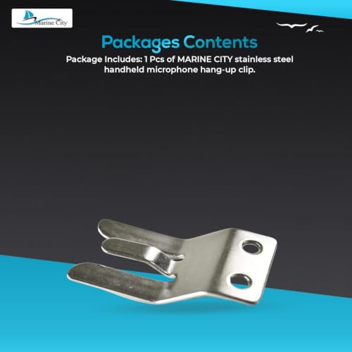MARINE CITY Stainless Steel Handheld Microphone Hang-Up Clip Sturdy and Durable - Car Radio Microphone Mounting Clip Perfectly Matched to Your Handheld