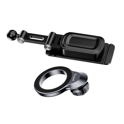 Trusmi Magnetic Car Phone Holder, Dashboard Mount Compatible with MagSafe, 360° Foldable Adhesive Car Phone Mount with Metal Plate, for iPhone 17/16/15/14/13/12, Samsung Galaxy S26/S25/S24, Pixel etc