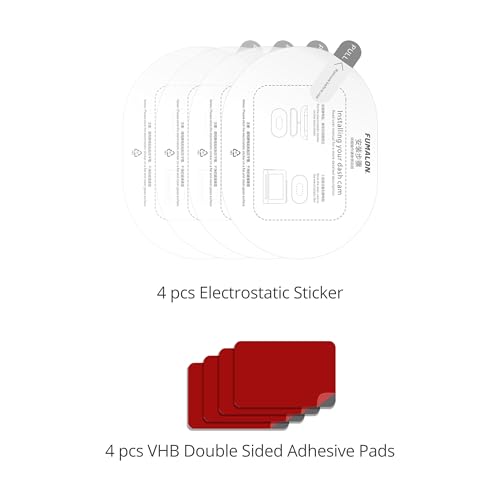 Adhesive and Electrostatic Stickers Compatible with 70mai Dash Camera 1S, M300, 4Packs VHB Double-Sided Sticker Adhesive Pad and Car Windshield Electrostatic Film for Mounting Dash Cam