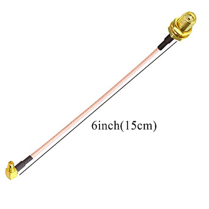 TUOLNK 2PCS SMA to MMCX Coax Cable, SMA Female to MMCX Male Right Angle 90 Degree Extension Coax Cable 6inch(15cm) Extender for Antenna, Radios - size: 6inch SMA Female