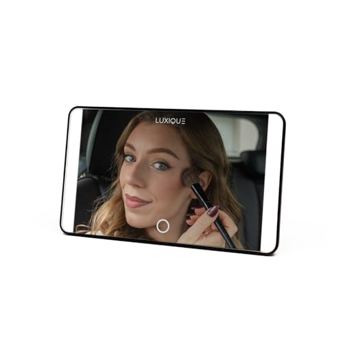 Rechargeable LED Sun Visor Mirror – 3 Dimmable Light Modes, Portable Makeup and Vanity Mirror, Weather-Resistant, Detachable Stand, Universal Fit, Perfect for Beauty, Grooming, Travel (Black) - color: Black