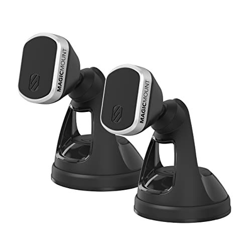 Scosche MM2WDSR-2PKXC0 MagicMount Pro Magnetic Car Phone Holder for iPhone and Android - 2 Pack Magnet Mount - Secure Magnetic Cell Phone Mount for Car Window or Dash - Universal 360° Adjustable Head - color: Black & Silver, size: 2 Pack, style: Window /