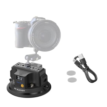 4.5" Electric Vacuum Suction Cup Camera Mount, Heavy-Duty Metal Car Mount for Camera/Action Camera/Phone, 50kg Load Auto Suction Cup for Car Windshield/Boat/Window, with 1/4" 3/8" Threads - size: 4.5"