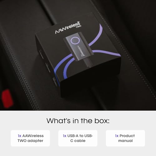 AAWireless Two – Wireless Android Auto Adapter – Convert Factory Wired Android Auto to Wireless – Bluetooth & Wi-Fi Auto Connect – Easy Plug & Play – Multifunction Button – Made in Europe