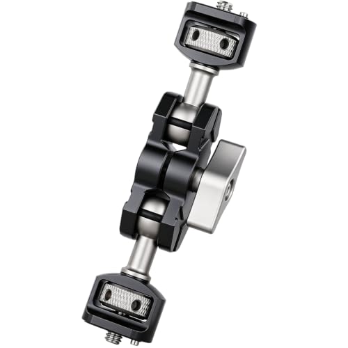 ARTCISE Magic Arm Mount, Double 1/4" 20 Screw Camera Extension Bracket with Anti-Twist Pin, 360° Adjustable Aluminum Articulating Arm, Max 13.2LB Load for DSLR, LED Light, Flash, Action Camera & Cage