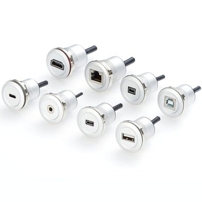 Micro USB 2.0 Threaded Fixed Mount Charging Short Cable Micro USB Male to Female Extension Cable Micro USB 5Pin Flush Round Dash Panel Mount Data Power Cable for Car Boat Motorcycle Truck(0.3M/1FT)