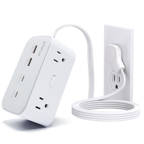 67W Fast Charging Port Power Socket, 5.8 Feet Flat Extension Cord with 8 Outlets and 4 USB (2 USB-C) Fast Charging Ports, Essential for Office, Home, and Dormitory.