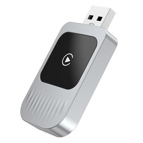 Mini Wireless CarPlay Adapter for Factory Wired CarPlay Vehicles, Convert Wired to Wireless CarPlay, USB-A/USB-C, Low Latency Bluetooth/WiFi Connection for iPhone iOS 10+ (iPhone 6 & 6+) (Silver)