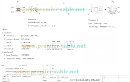 4 in 1 Rosenberger HFM Mini FAKRA Z Code Male to Female RF Coaxial Cable Quad AMS11D-1M4Z5-Z to AMK12D-1M4Z5-Z Vehicle Automotive GPS Antenna Cable for Car Camera, ADAS, Autonomous Driving (2M/6.6FT) - size: 2M/6.6FT