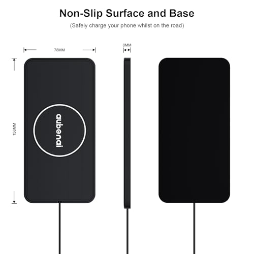 Wireless Car Charger Pad, 15W Fast Charging Pad with 70cm Extension Cable, Non Slip Car Wireless Phone Charger Mat Compatible with iPhone 16/15/14/13, AirPods, Samsung S25 S24(Extension USB-C) - color: Black-Extension USB-C