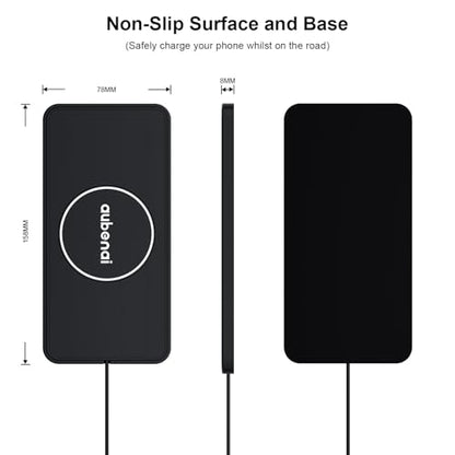 Wireless Car Charger Pad, 15W Fast Charging Pad with 70cm Extension Cable, Non Slip Car Wireless Phone Charger Mat Compatible with iPhone 16/15/14/13, AirPods, Samsung S25 S24(Extension USB-A) - color: Black-Extension USB-A