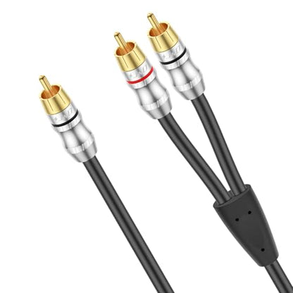 J&D RCA Cable, 1 RCA Male to 2 RCA Male Y-Splitter Digital Stereo Audio Cable Subwoofer Cord for Subwoofer, Home Theater, 1 Feet - size: 1 Feet