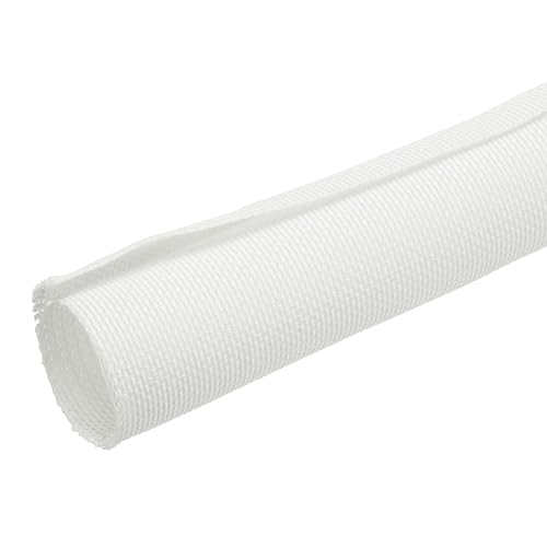 MECCANIXITY Braided Wire Loom, 7ft(2 m) - 3/4"(19mm) Wire Split Braided Cable Management Sleeve Automotive Woven Mesh Split Loom Tubing for Multi-Cable Management, White - color: White, size: 7ft(2 m) - 3/4"(19mm)