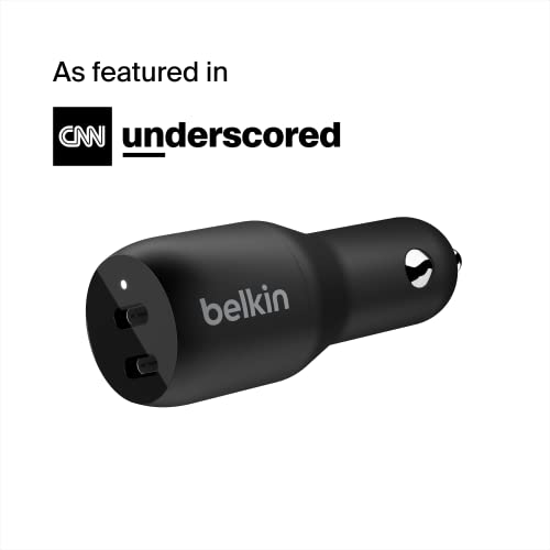Belkin 36-Watt Dual-USB Car Charger - Power Delivery 2 18W USB-C Ports with PPS Charging Apple iPhone 14, 14 Pro, 14 Pro Max, iPhone 13, 13 Pro, 13 Pro Max Samsung Galaxy, AirPods - USB-C Charger - size: 1.0 inches, style: Dual USB-C