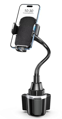 Car Phone Holder, Dual 360° Rotate Gooseneck Cup Holder Phone Mount for Car, Flexible Cell Phone Holder Car Compatible with iPhone 16 Pro Max/15/14/13/12/11, S25/S24/S23/S22, 4”-7” Phone
