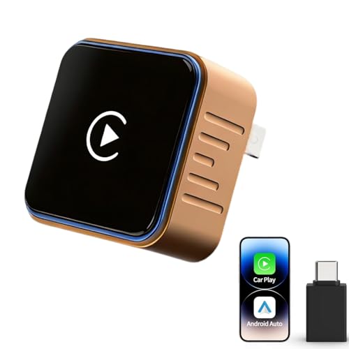 Wireless CarPlay Adapter Compatible with Apple CarPlay 2026 Upgraded Mini Design,USB/USB-C Plug and Play,Stable Low-Latency Connection for iPhone & Android - color: Orange