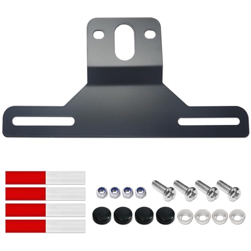 ZXFOOG Trailer License Plate Bracket Holder- Black Stainless Steel Metal Car Tag Frame for Truck/RVs/Boats, Universal License Plate Light Mounting Kit with Screw Caps - color: Black Bracket-1p