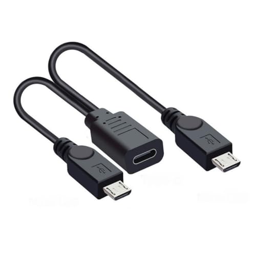 chenyang USB C Splitter Multi Charging Cable,USB C 1 to 2 Micro USB Charge Extension Cable Supports Charging Two Devices at The Same Time 0.98FT/0.3M - style: USB C 1 to 2 Micro USB