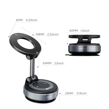 MSXTTLY Vacuum Magnetic Phone Holder, Suction Cup Phone Mount for Your Car - color: Black