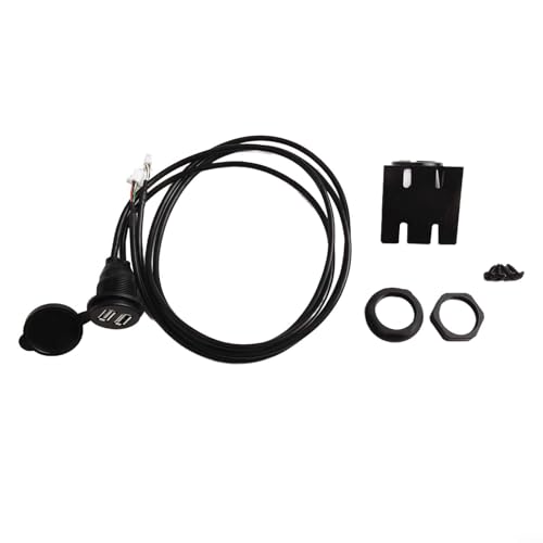Car Dashboard Dual USB Panel Interface Extension Cable Adapter, 4+6 Pin Audio Port, 145Cm Black Flush Mount Socket