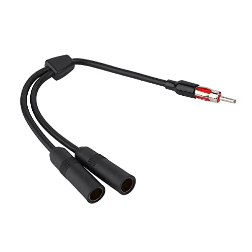 12 Inch AM FM Radio Antenna Splitter, 1 Male to 2 Female