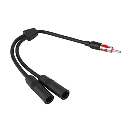 12 Inch AM FM Radio Antenna Splitter, 1 Male to 2 Female