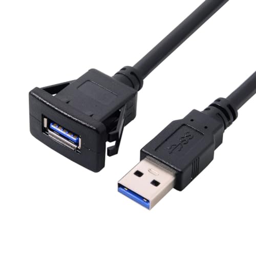 chenyang USB 3.0 Flush Mount Male to Female Extension Cable for Car Dashboard Panel Mount 1.0M - color: Male to Female with Latch