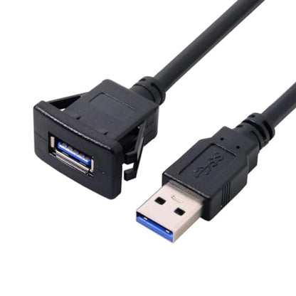 chenyang USB 3.0 Flush Mount Male to Female Extension Cable for Car Dashboard Panel Mount 1.0M - color: Male to Female with Latch