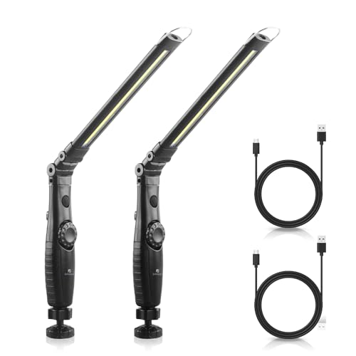 Dr. Prepare LED Work Light, 700 Lumens Foldable Rechargeable Work Light, 3200mAh Cordless Portable Magnetic COB LED Inspection Light for Car Repair, Home, Garage, Emergency, 2 Pack - color: White Folding Light 2 Pack