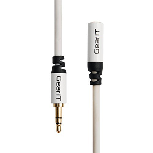 6ft 3.5mm Extension Cable, GearIT Pro Series Preminun Gold Plated 6 Feet 3.5mm Auxiliary Audio Stereo Extension Male to Female Cable, White - color: White, size: 6 Feet