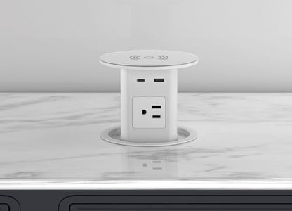 Pop up Outlet,4-inch Hole,4-AC,PD20W USB-C,6ft Cord,White - color: White