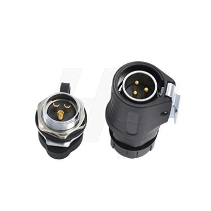 HangTon LP20 3 Pin Aviation Circular Connector Quick Disconnect 30 Amp Power Bulkhead Male Cable Plug Female Panel Socket (Rear-nut Mount) - color: Rear mount, size: 3-pin