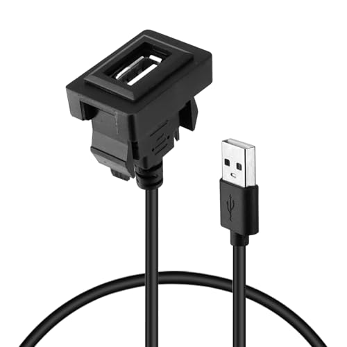 USB Port Car Charger for Toyota, 34 * 23mm Square Vehicle Power Socket Adapter, Panel Flush Mount Extension Cable for Camry RAV4 Corolla Highlander, Car Dash Port for iOS Android (1)