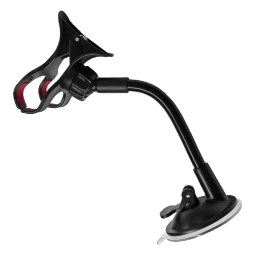 Car Windshield Suction Cup Phone Holder, 360° Rotation Auto Window Cell Phone Mount with Long Arm Clamp, Universal Anti-Shake Vehicle Dash Mobile Phones Holder for All Smartphones (Black)
