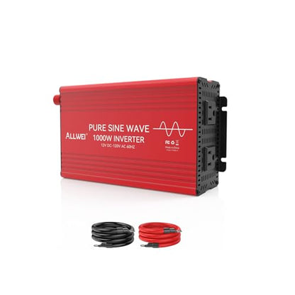 ALLWEI 1000W Pure Sine Wave Inverter, 12V DC to 120V AC Converter