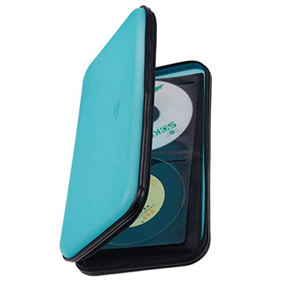 Heavy Duty CD/DVD Case - 72 Capacity Hard Shell Holder for Car, Disc Binder, Protective Blu-ray Wallet (SkyBlue) - color: Skyblue
